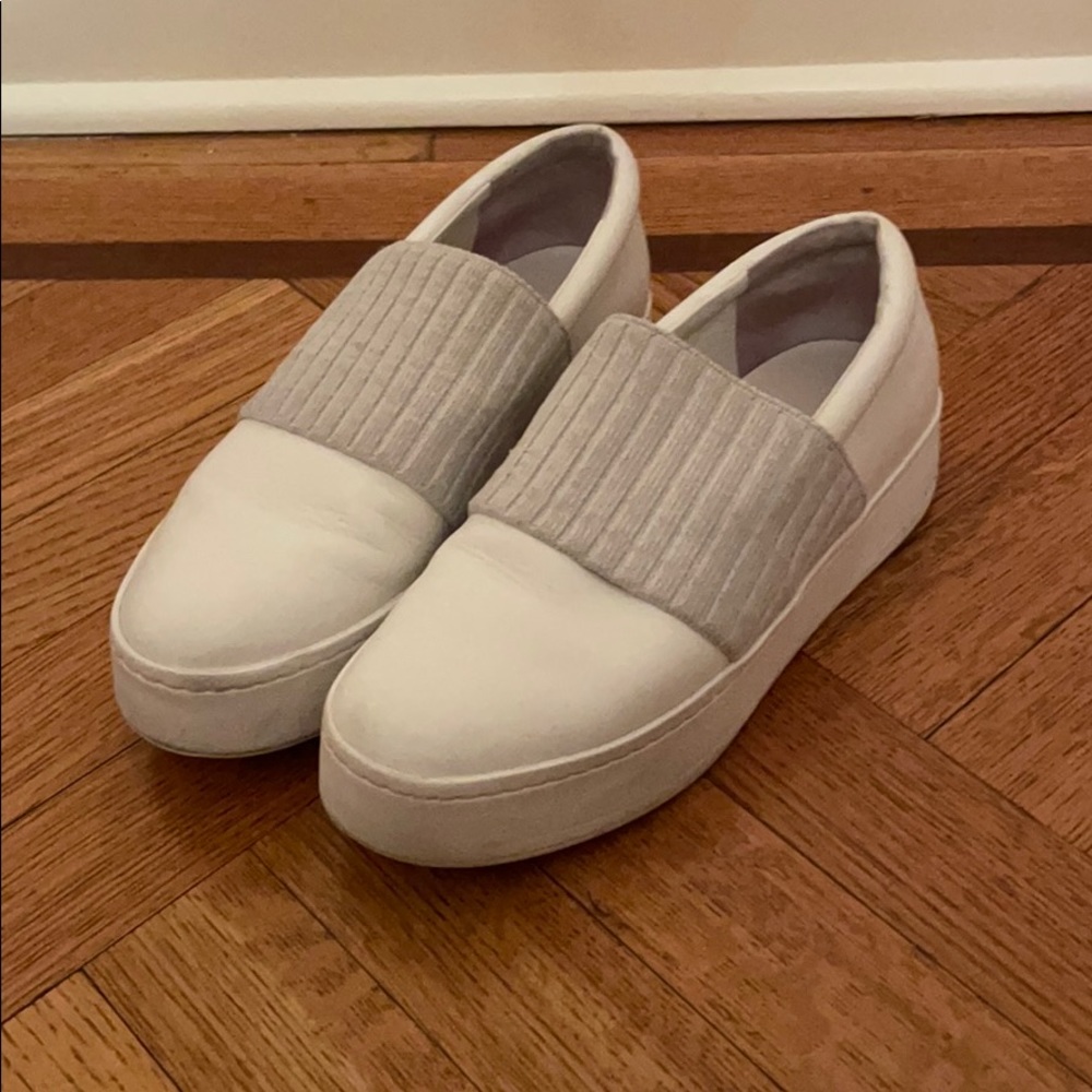 Vince white slip on platform sneakers